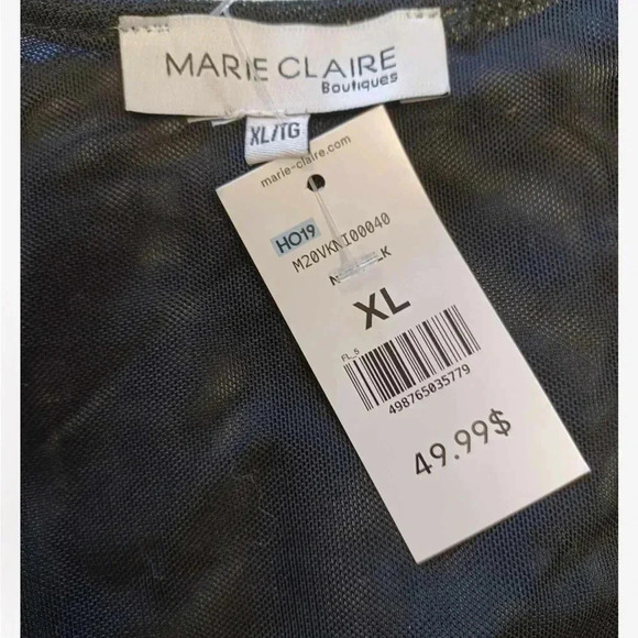 Marie Claire Black Sheer Open Style  Top Size XL - Picture 5 of 6